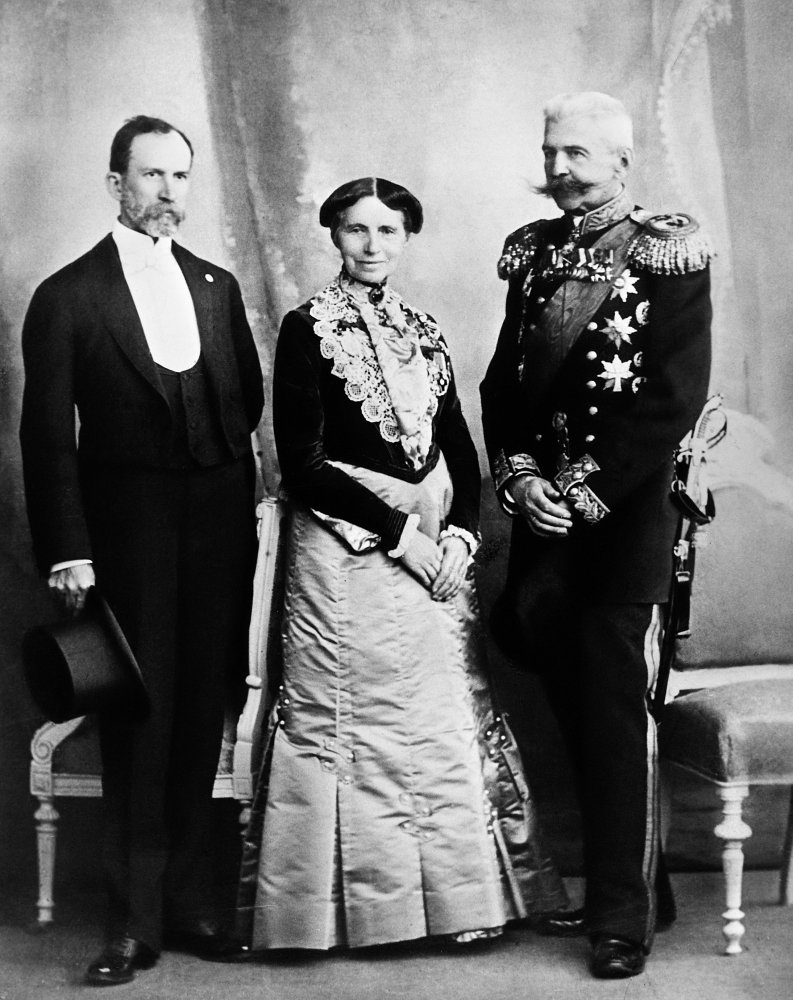 Clara Barton (1821-1912) Nfounder Of The American Red Cross (Center) Left To Right BF Tillinghast Barton Admiral N Kaznakoff Photographed In St Petersburg Russia During The Seventh International Red C
