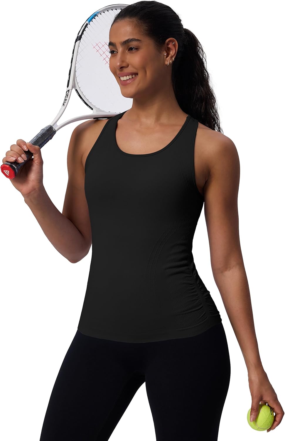 Women's Seamless Racerback Tank Top, Crew Neck Workout Yoga Padded Athletic Shirts - Image 6