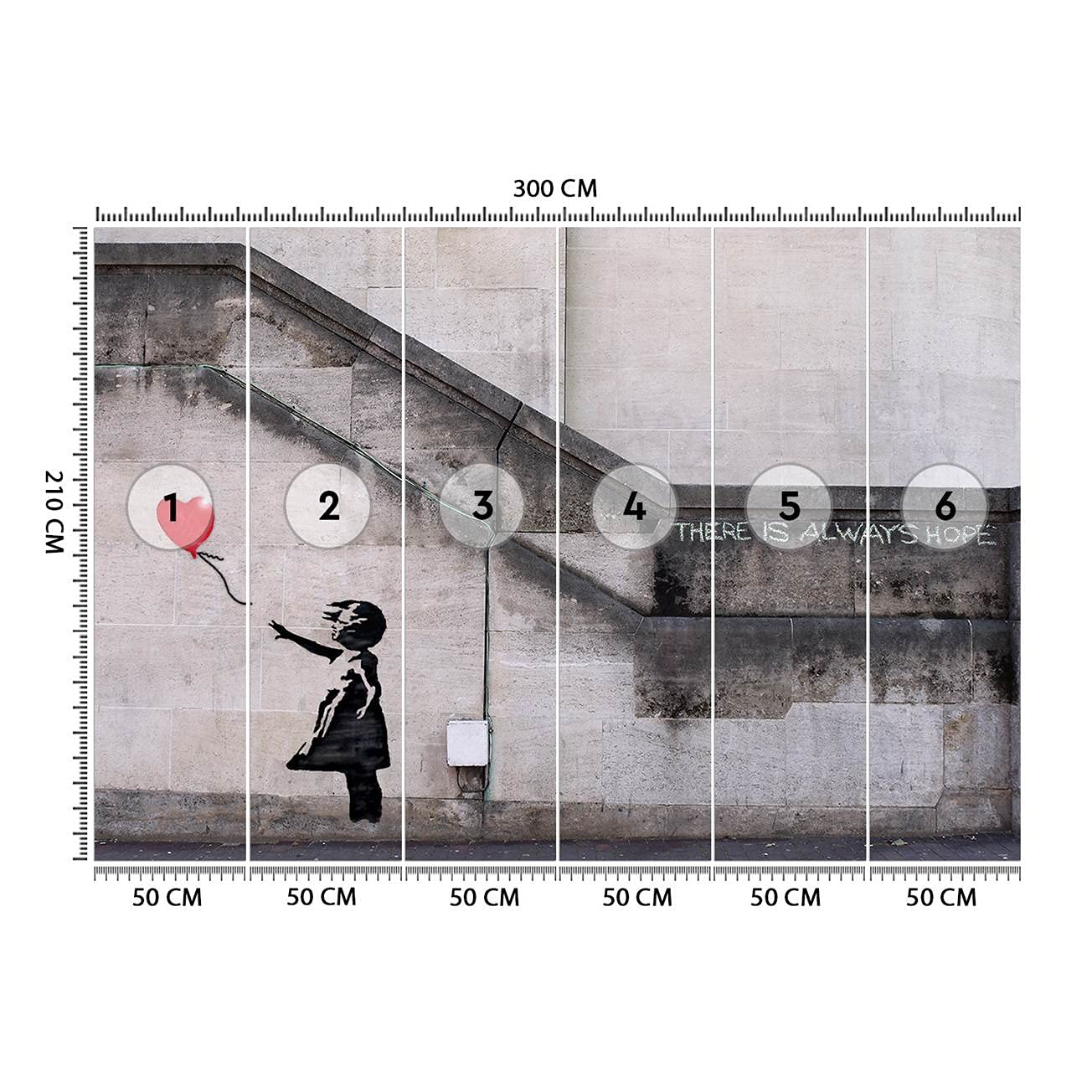 Feeby Carta Da Parati Banksy Arte Di Strada 300x210 cm grigio Murale Soggiorno Camera Da Letto Sala Ufficio Cucina Camera Dei Bambini Bambina E Palloncino