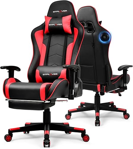 GTPLAYER Silla de videojuegos, silla de jugador con Bluetooth y respaldo ajustable, sillas de computadora de altura ajustable con reposabrazos 3D,
