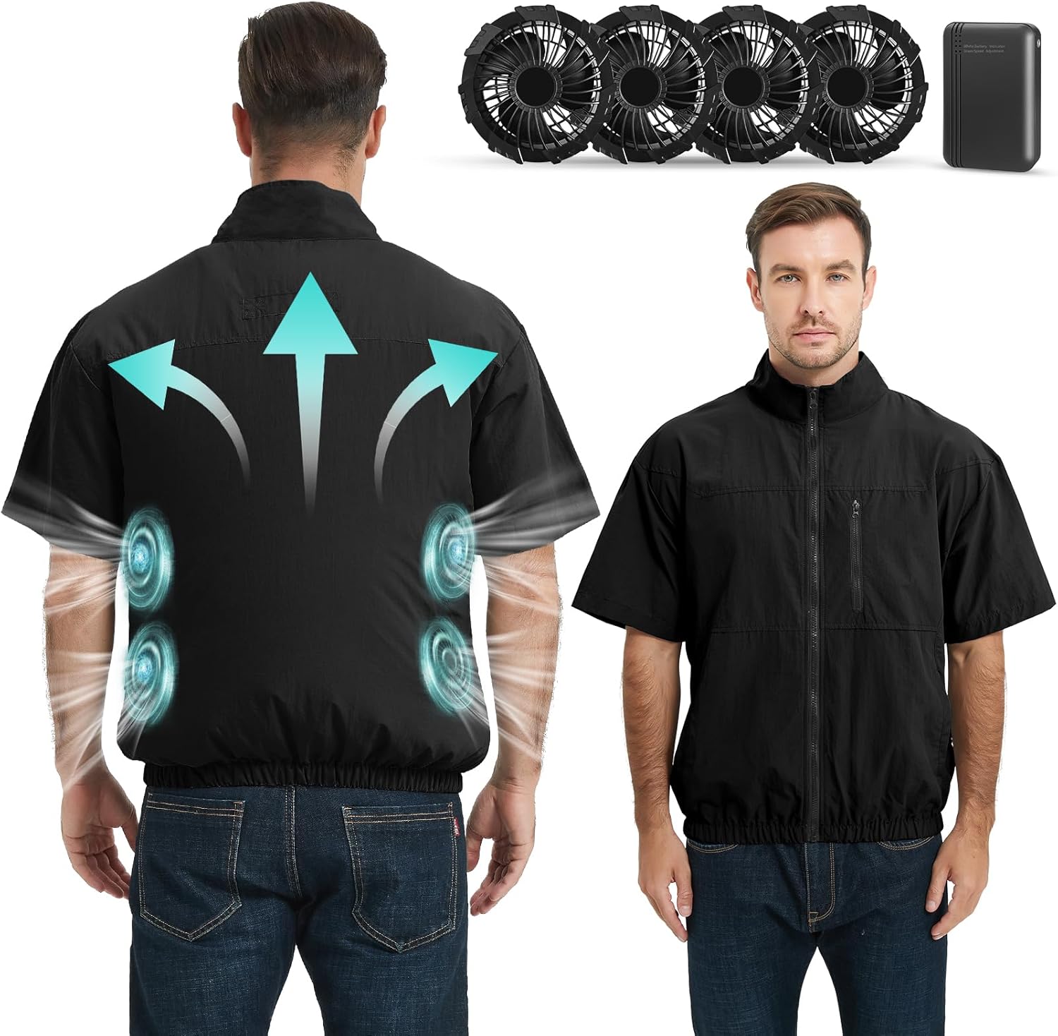 Cooling Vest for Men with 10000mAh Battery Pack, 4PCS Fan 7.4V Electric Cooling Air-Conditioned Clothing Vest Jacket