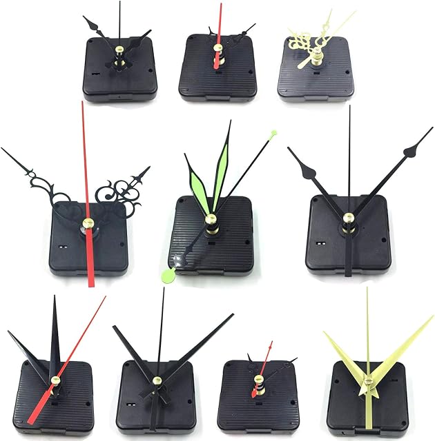 Diyiming 20 Sets Black Quartz Clock Movements Mechanism Quartz Clock Motor&Hands Silent Sweep Wall Clock Cross Stitch Battery Operated Wall Clock Movement Kit Battery Powered DIY Repair Replacement