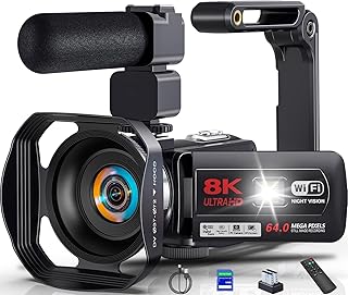Camcorder Video Camera 8K 64MP Vlogging Camera for YouTube, WiFi Night Vision IR Touch Screen 3 Inch