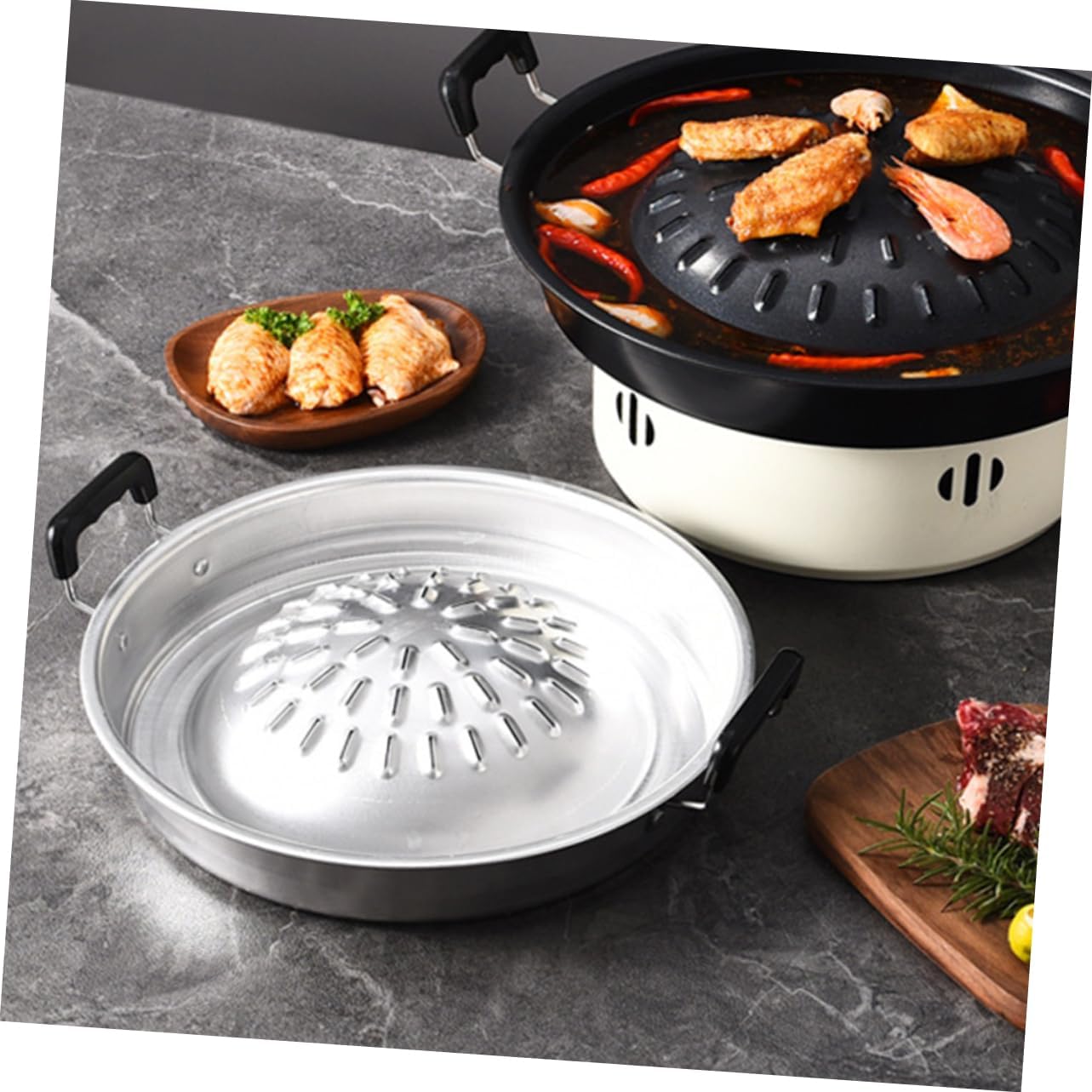 Barbecue Grill Grill Pan Multifunctional Barbecue Tray Backyard Camping Meat Grilling Pan