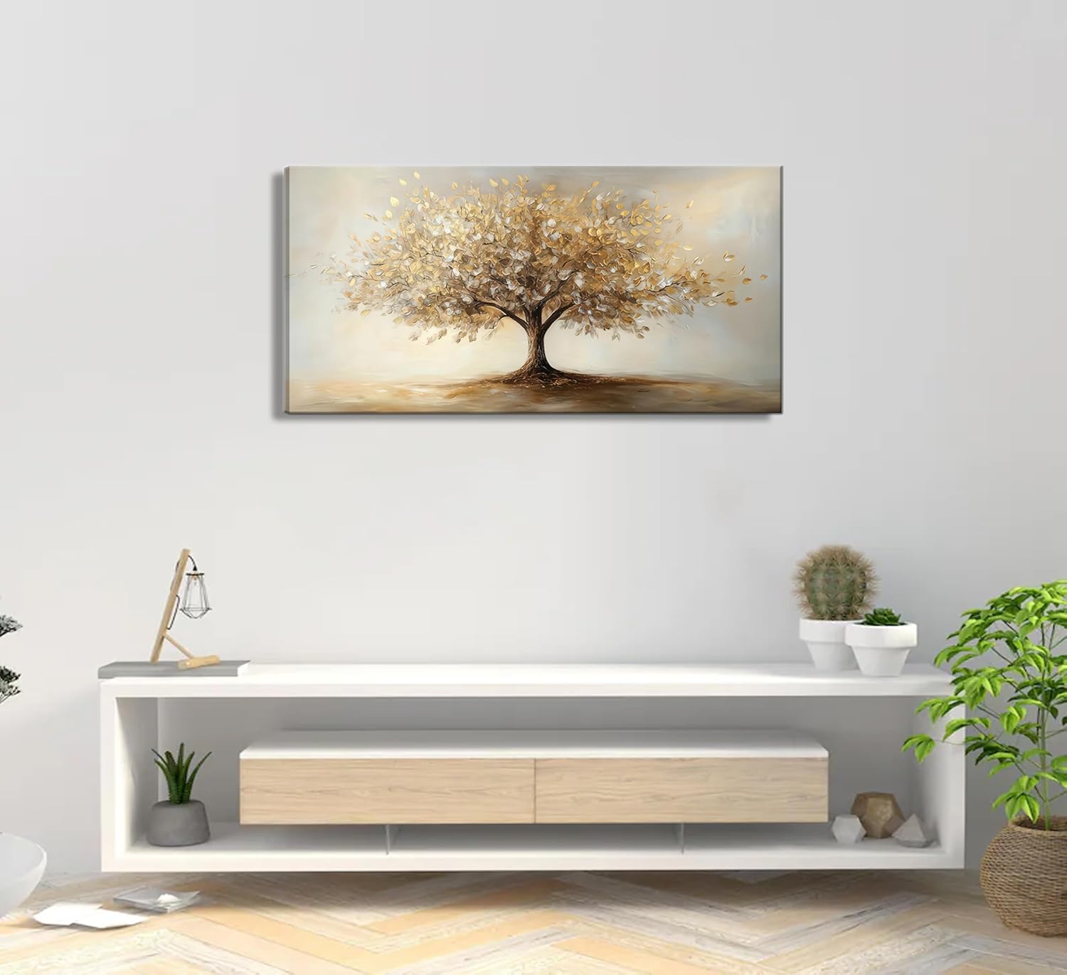 Tree of Life Gold Canvas Wall Art Modern Luxury Golden Big Tree Painting Picture Wall Decor Abstract Textured Plant Poster Print Artwork for Office Living Room dining room study Home Decoration