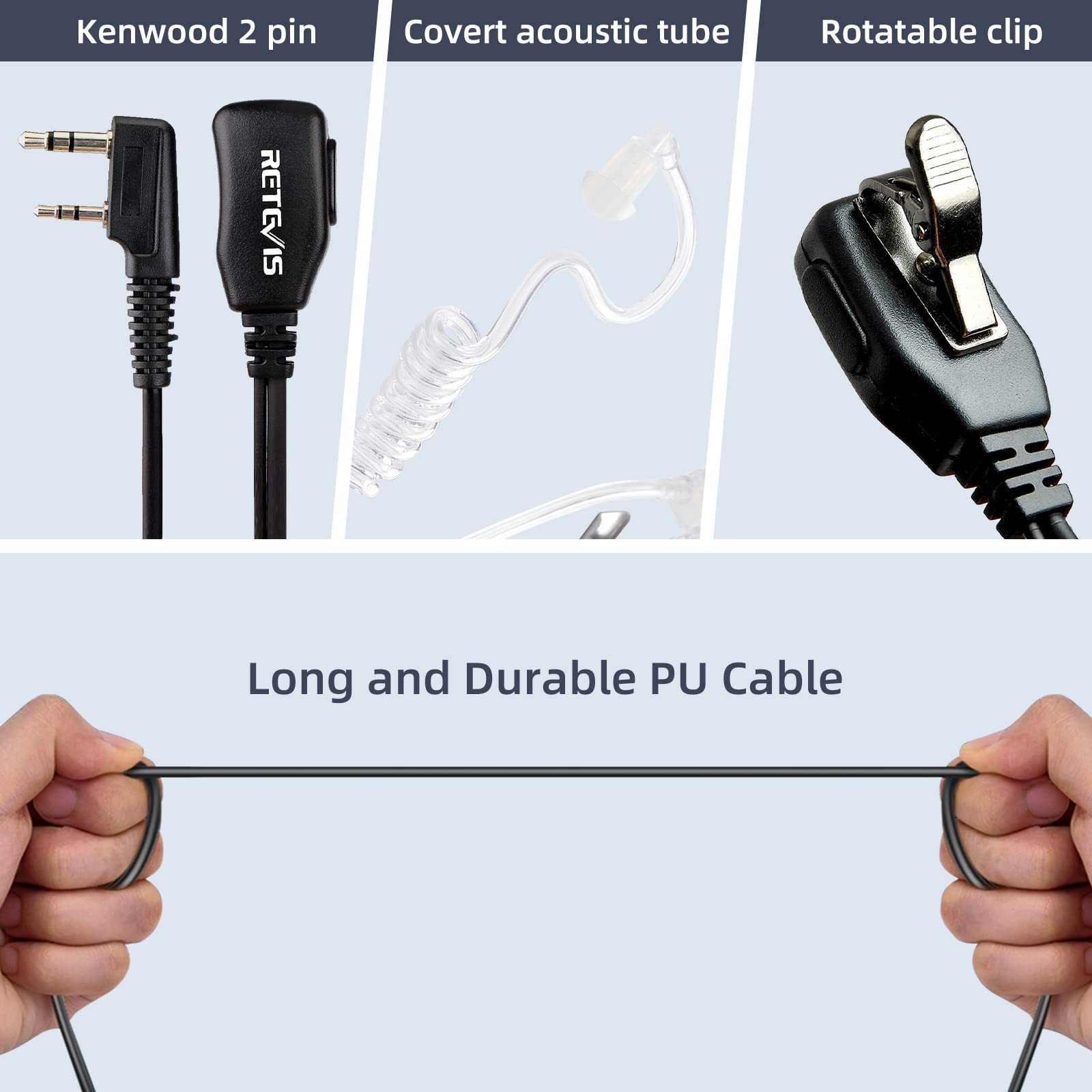 Retevis RT619 Walkie Talkie z Zestawem Słuchawkowym Zestaw Radiowy Pmr Daleki Zasięg 1300 mAh Bez Licencji 16 Kanałów VOXWalkie Talkie Akumulator Dla Sił Bezpieczeństwa, Szkoła (10 Sztuk, Czarny)