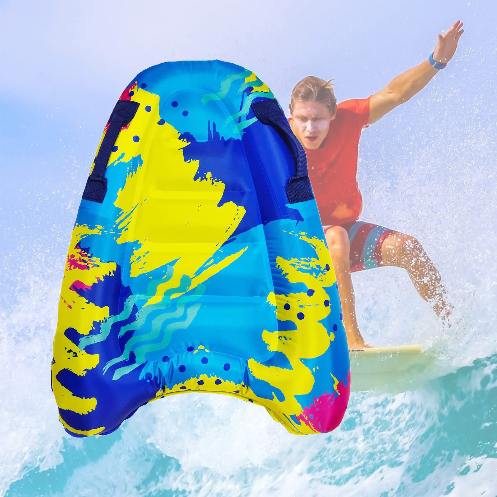 Plegable Bodyboard Inflable con Asas, Tabla de Bodyboard Tabla de Surf Tabla de Cuerpo Portátil Aprendizaje Estera Auxiliar Adecuada Para Varios Escenarios Para Niños Y Adultos, Principiantes, C