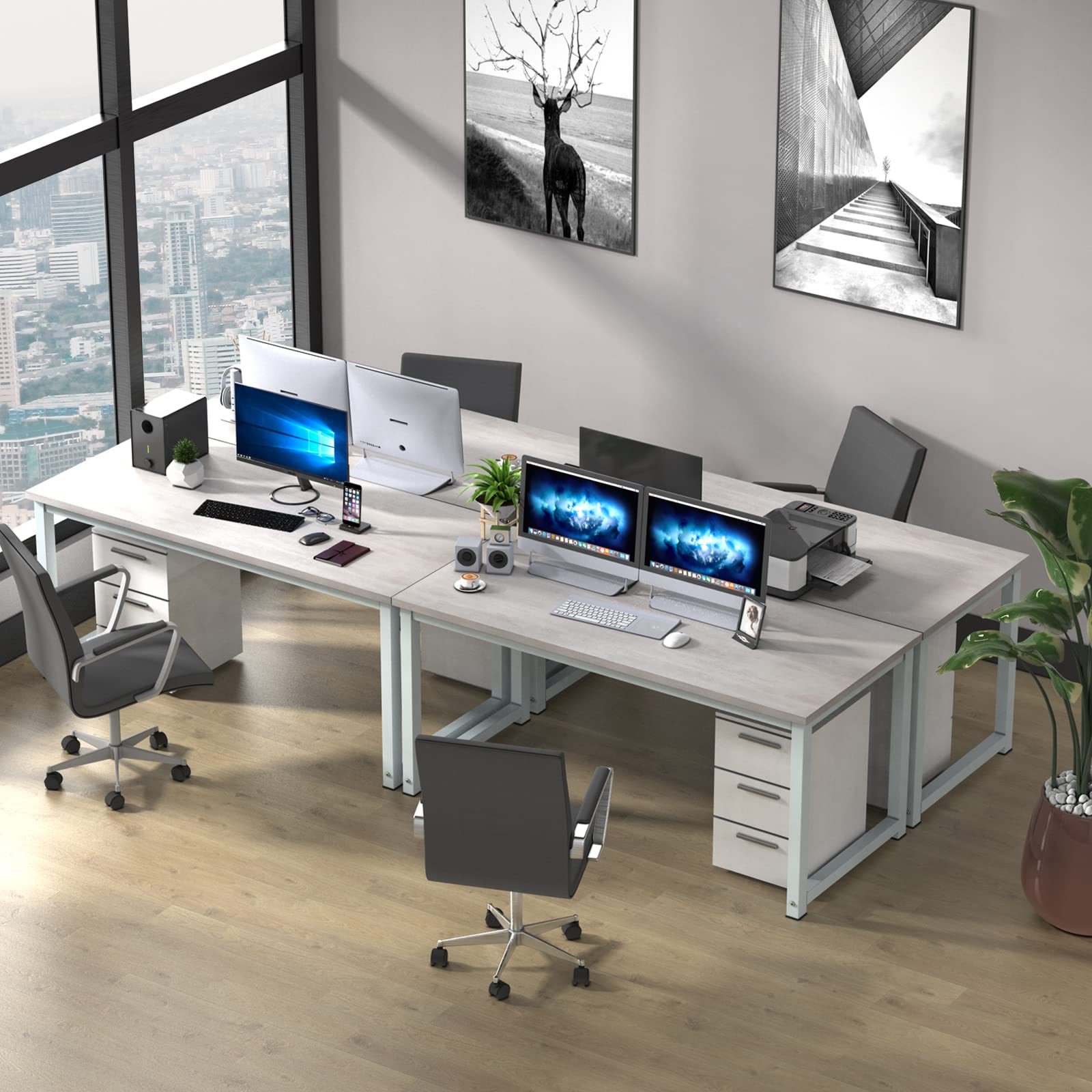 Amazon.co.jp: NSdirect 63インチ 大型コンピュータデスク モダンで