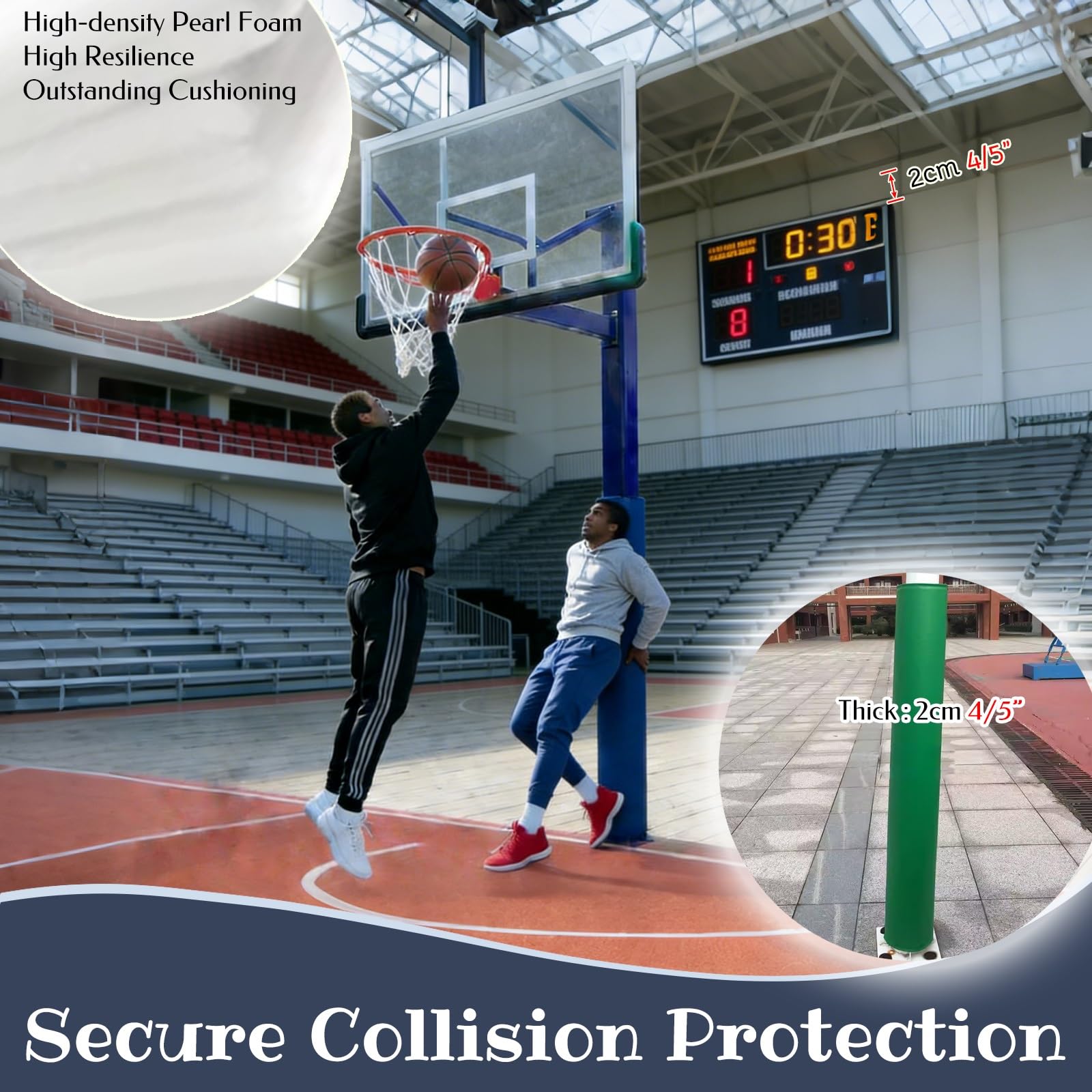 Runde Basketball-Stangenpolster, Schaumstoff-Polsterung Pfostenschutz für Court, Fitnessstudio, Keller, Outdoor, wetterbeständig
