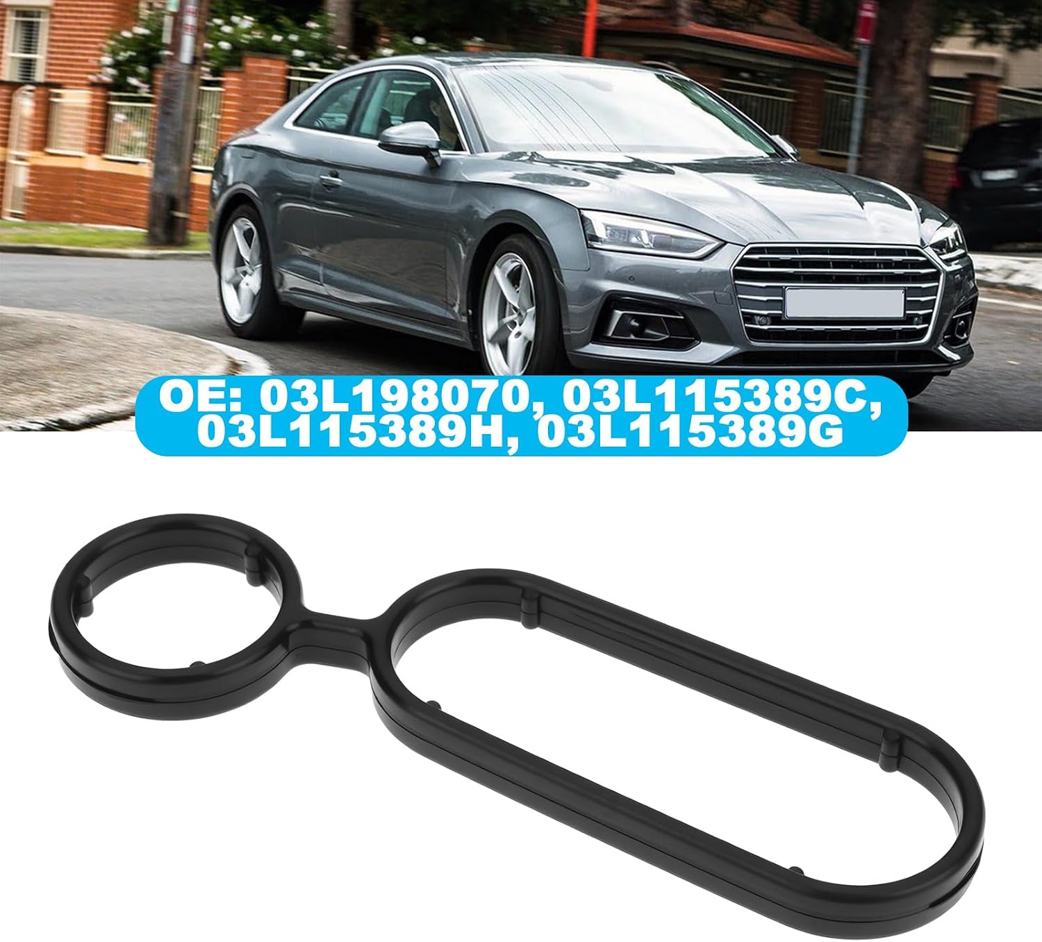 Oil Filter Housing Gasket Kit, Replaces OEM 03L198070 03L115389C Compatible with Audi Compatible with VW