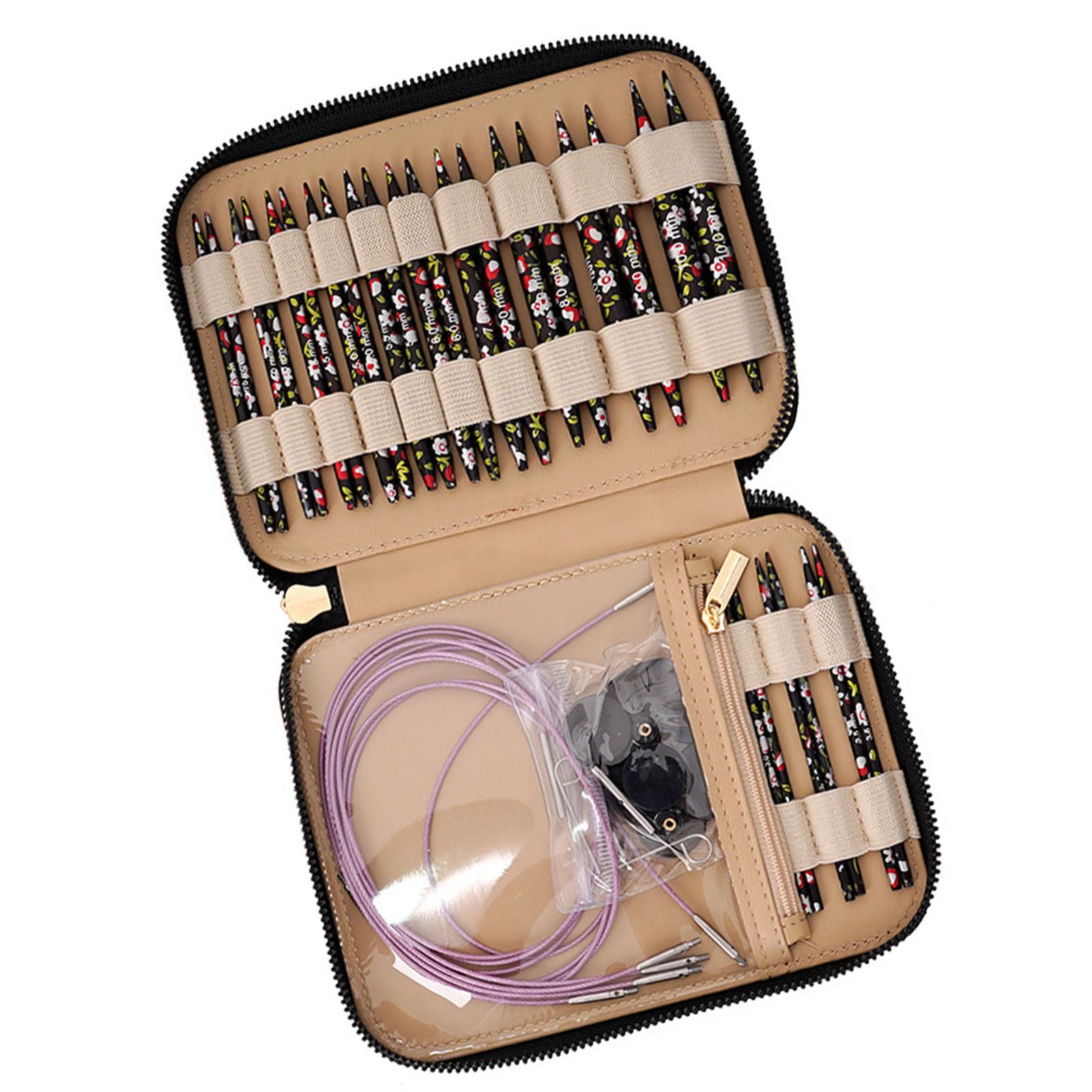 3mm-10mm Interchangeable Circular Knitting Needle Set with Case and Accessories Circular Knitting Pins for Woman Interchangeable Needle Set