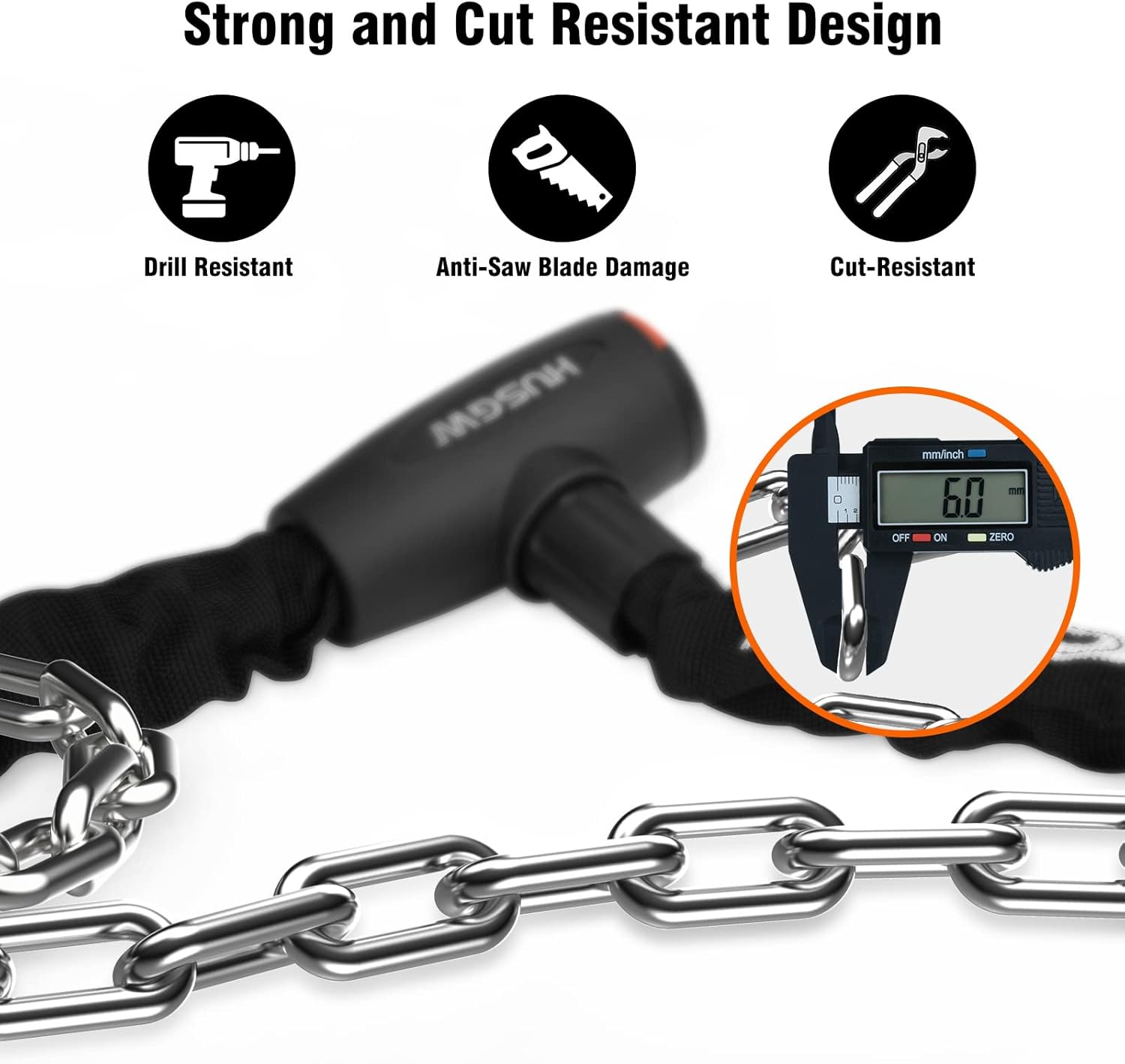 Husgw Bike Chain Locks, Bicycle Combination Lock,47 inch Anti-Theft Bicycle Chain Lock with Keys Lock Chain for Bike, Motorcycle, Bicycle, Door, Gate, Fence, Grill (Medium) : Sports & Outdoors