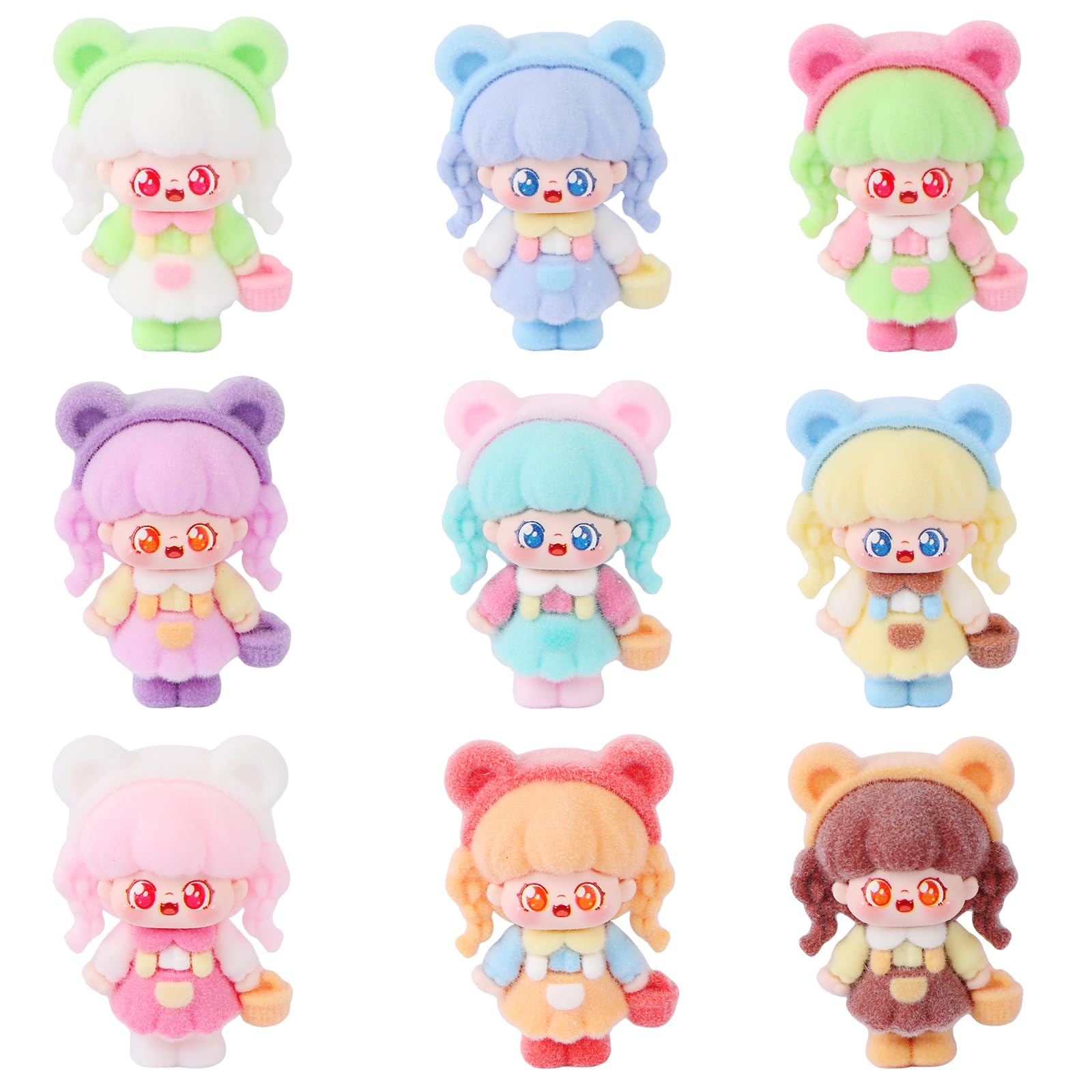LALASTYLE 9PCS Mini Figure Plush Toys with Headbands Set, Cute Mini Plant Stuffed Animal Dolls, Tiny Plushies, Pocket Size Desk Decor, Party Bag Fillers, Classroom Rewards, Birthday Gifts