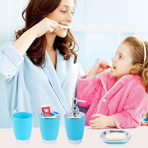 Miniatura 2 de Ejoyous Juego de accesorios de baño, 6 piezas, accesorios de baño, con soporte para contenedor, dispensador de platos, vaso, soporte para cepillos