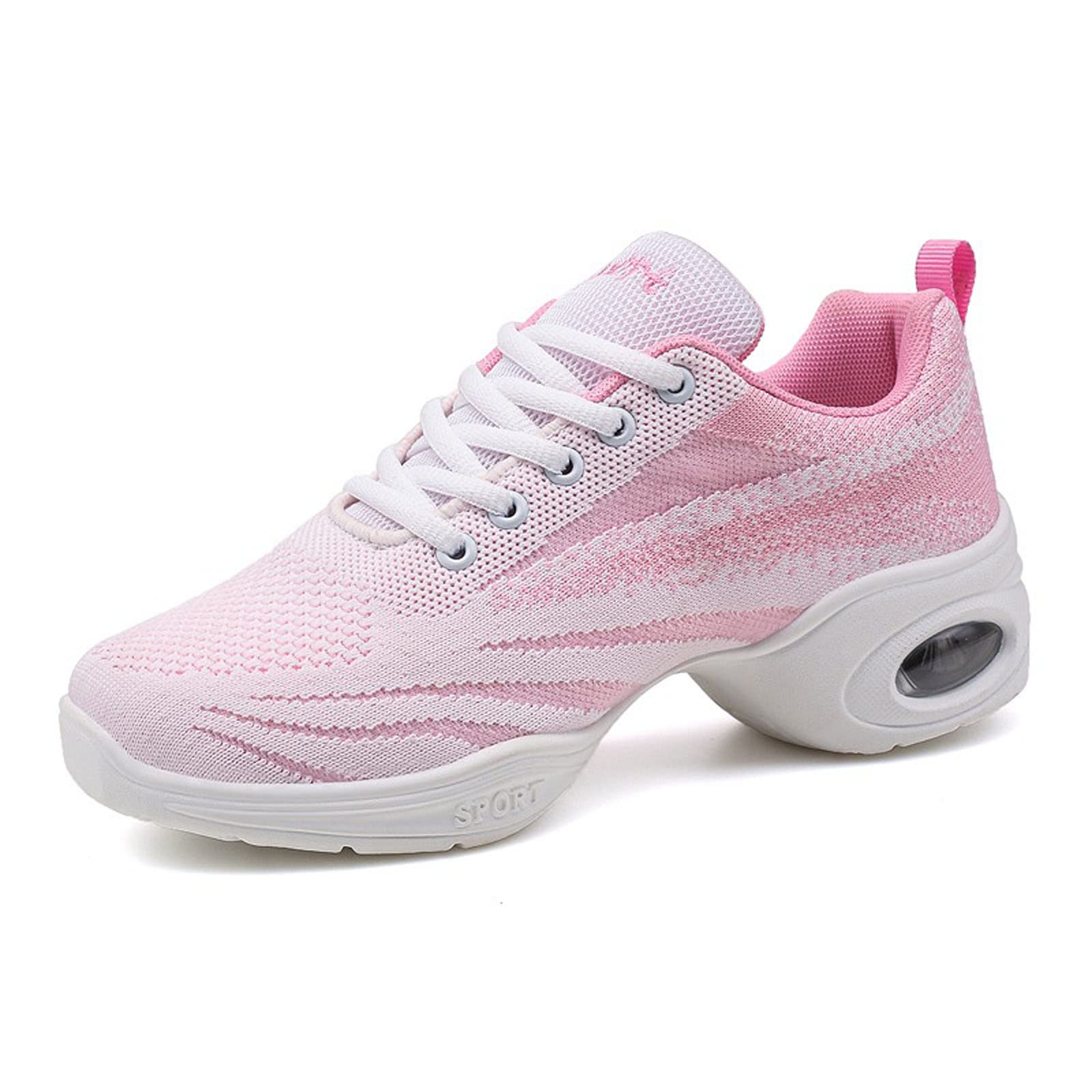 Women's Jazz Shoes Lace-up Dance Sneakers Lady Split Sole
