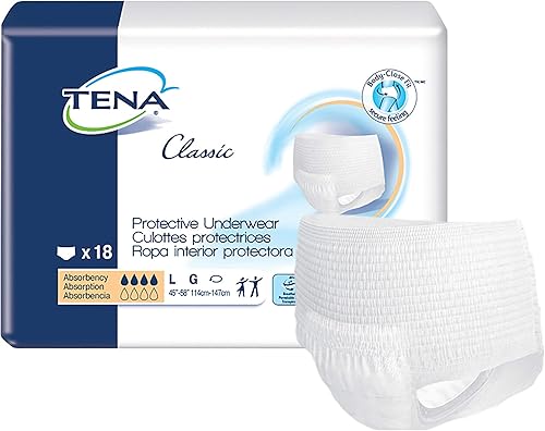 TENA Ropa interior clásica, cintura de 45-58 pulgadas, 18 unidades, unisex