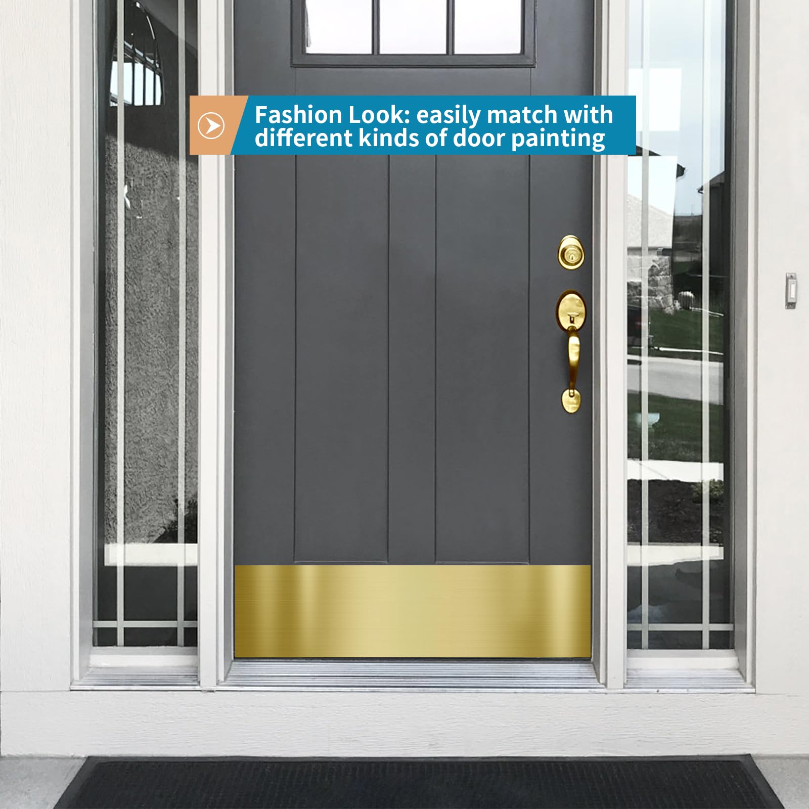 Sanbege Stainless Steel Door Kick Plate – 6x34 Inch, Self-Adhesive, Brushed Black, For 36" Doors Interior/Exterior