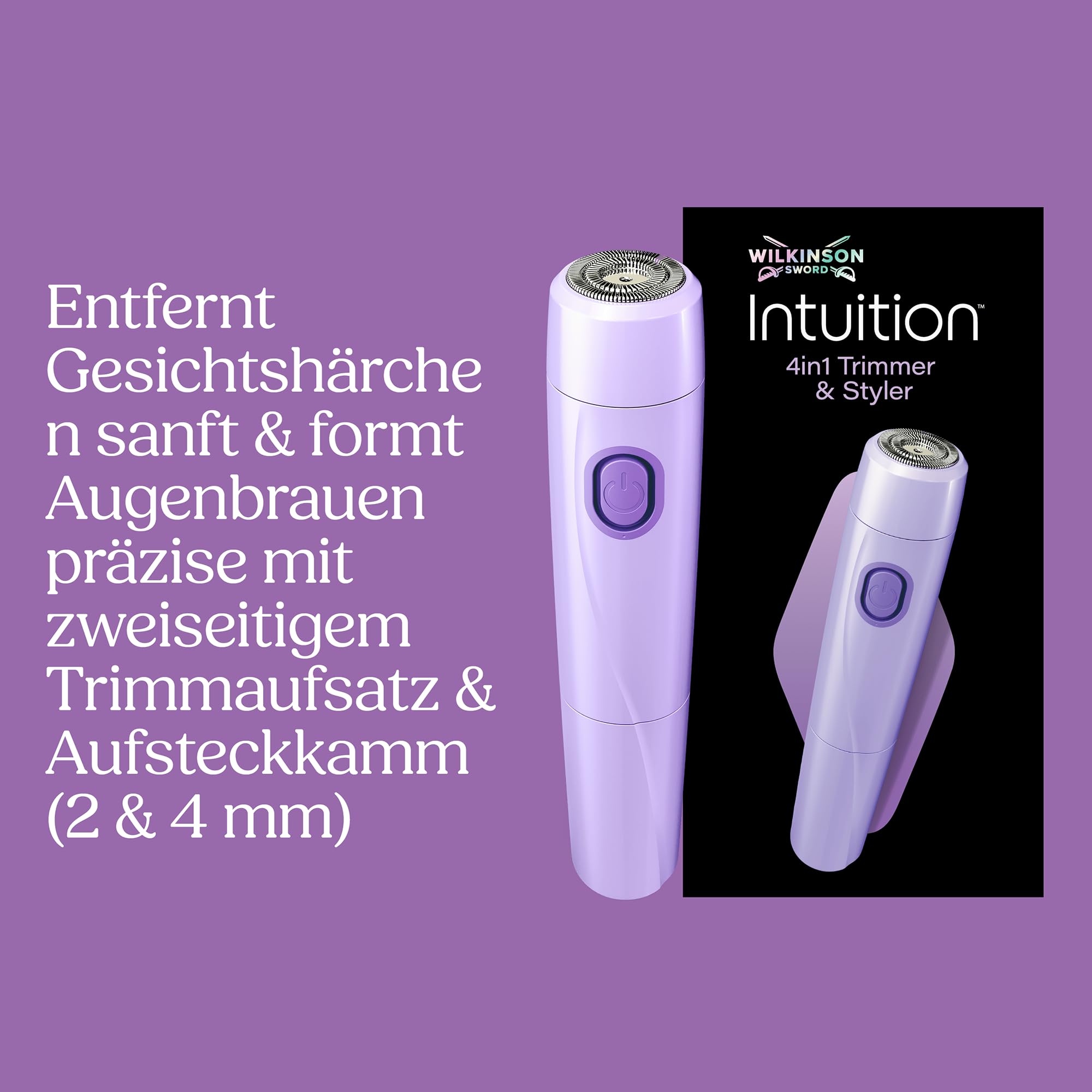 Wilkinson Sword Intuition 4in1 Gesichts- und Körperhaartrimmer für Frauen, Multizonen-Damenrasierer mit 4 Zubehörteilen