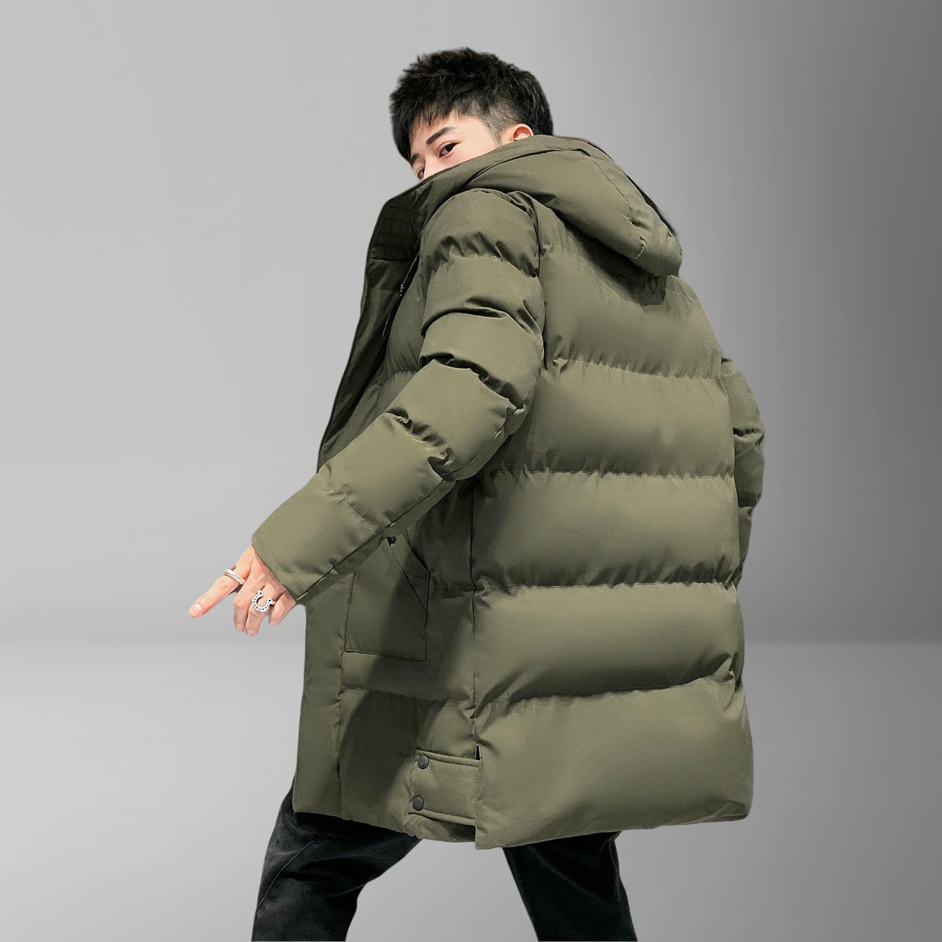 Piumino da uomo autunno inverno alla moda spesso caldo di media lunghezza parka