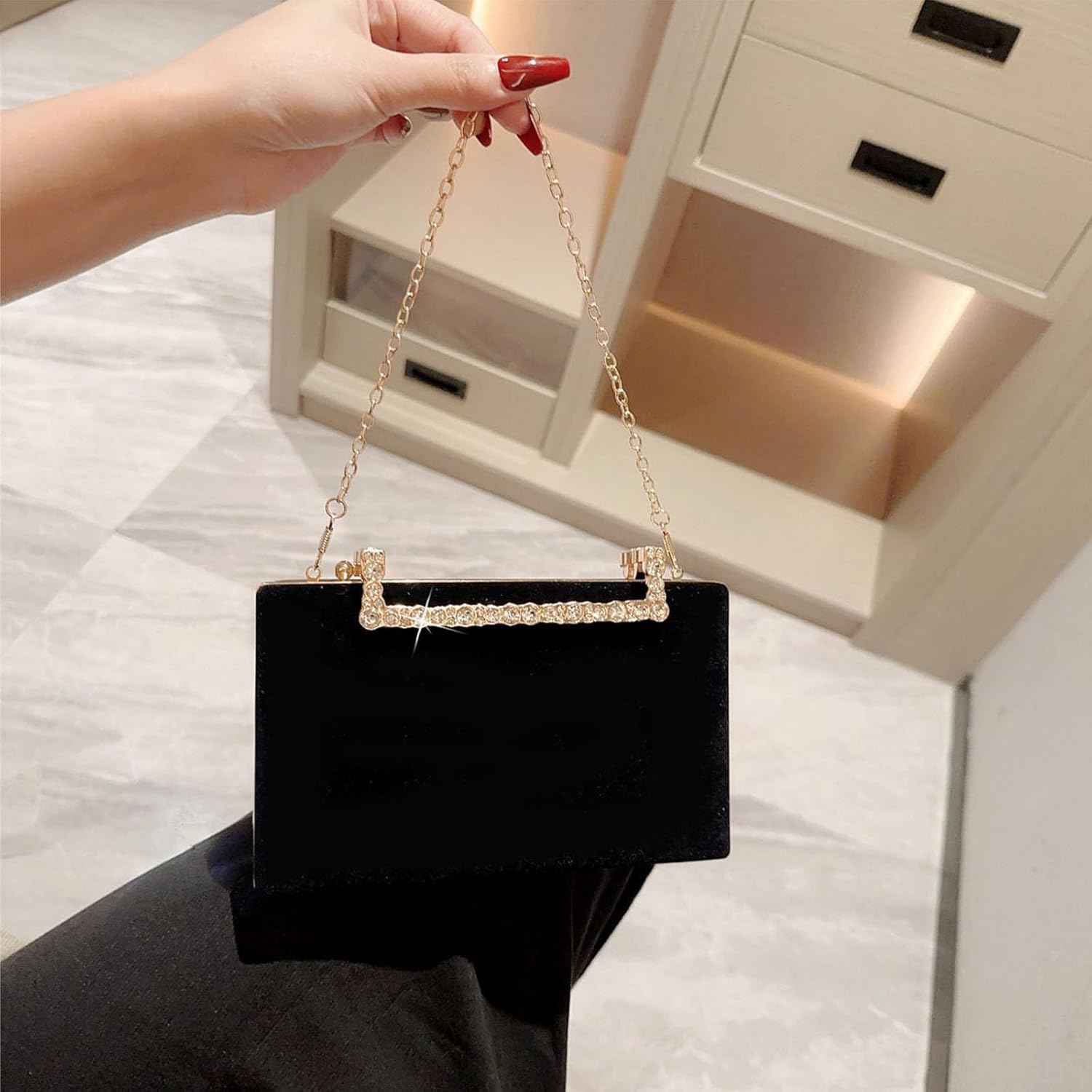 Evening Bag, Women Handbag, Velvet Banquet Bag, Dinner Clutch, Formal Party Purse - Image 3