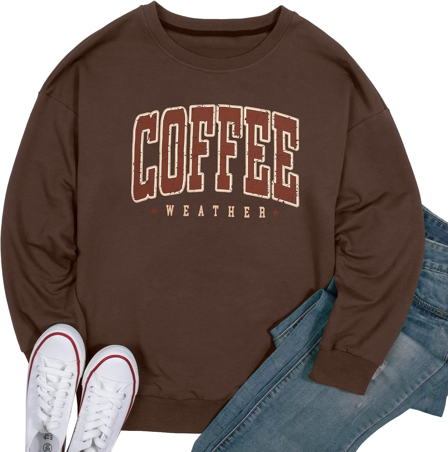 LOTUCY Coffee Sweatshirt for Women Coffee Weather Crewneck Sweatshirt Casual Autumn Fall Long Sleeve Shirt - Image 5
