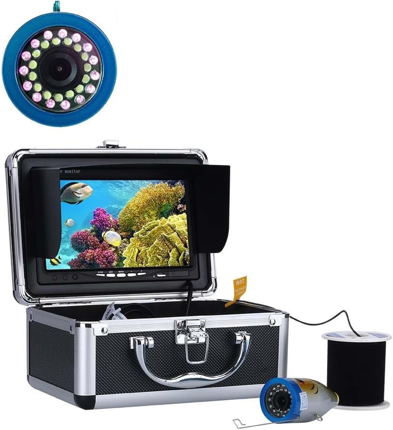 9インチ 15M 30M 50M 魚群探知機 水中釣りカメラ 4500mA バッテリー