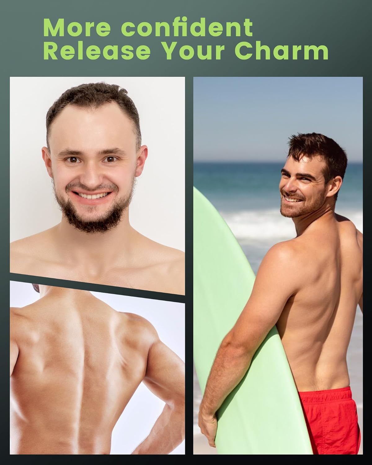 Manual Back Shaver for Men with Long Extendable Handle, Body Back Hair Trimmer for Men with 4 Replaceable Blades, Self-Service Body Groomer Razor, Wet & Dry Shaver for Easy Hair Removal