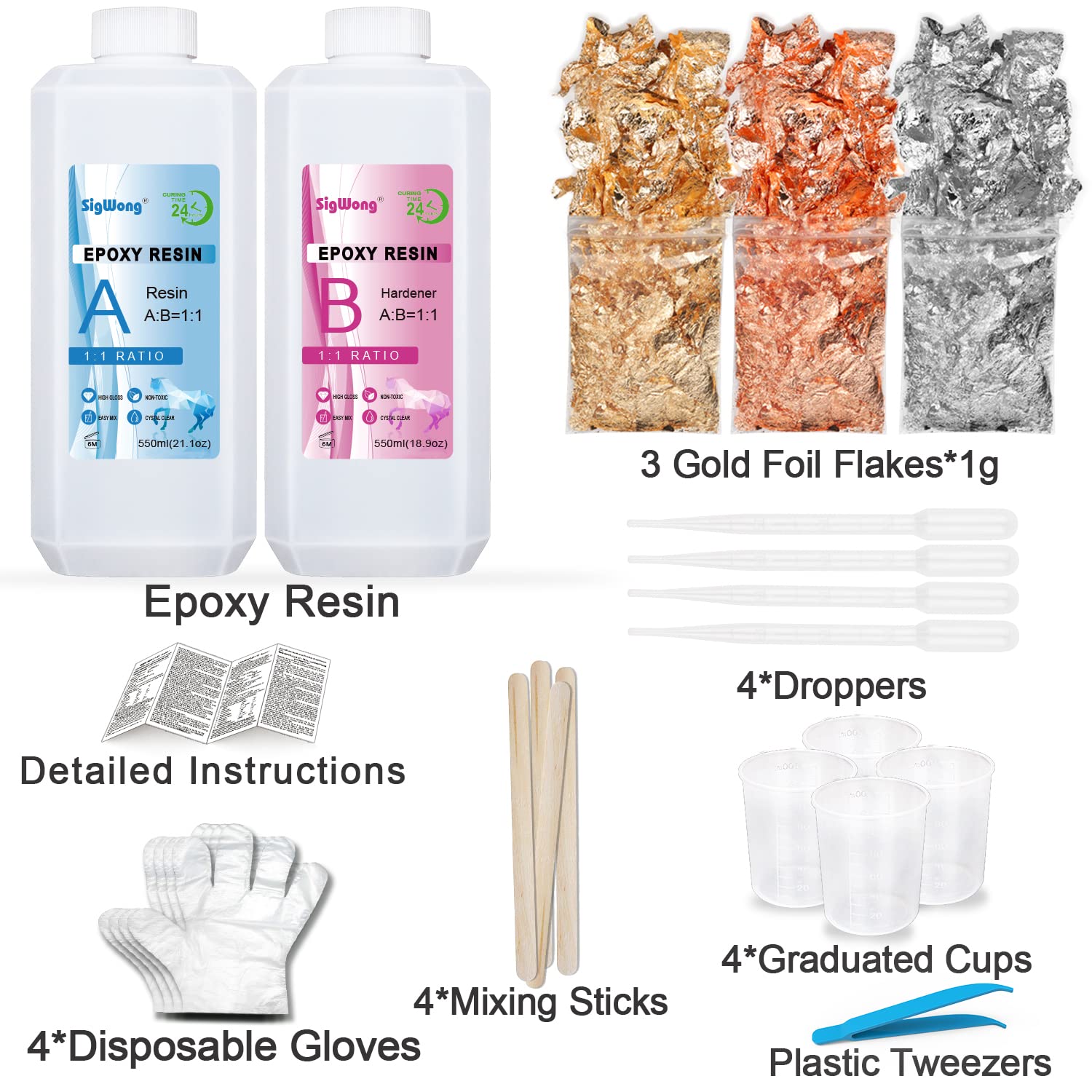 Epoxy Resin Clear Crystal Coating Kit 40oz 2 Part Casting Resin for Art, Craft, Jewelry Making