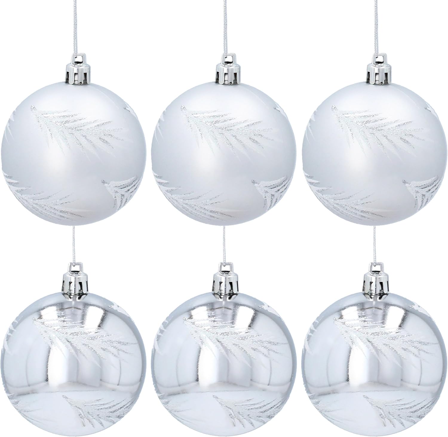 Boules de Noël Argentées Chevrons 7 cm x6