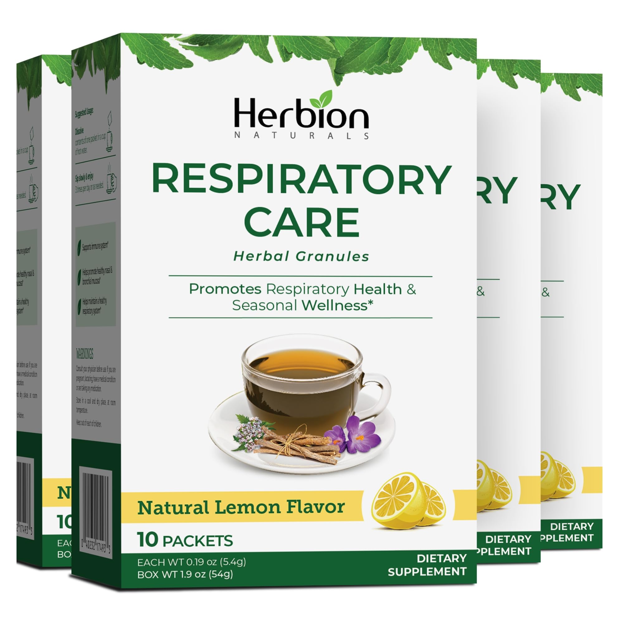 HERBION Naturals Respiratory Care Herbal Granules, Natural Lemon Flavor, Soothing Hot Drink, Promotes Respiratory Health & Seasonal Wellness, 10 Count (Pack of 1) — Amazon image 11