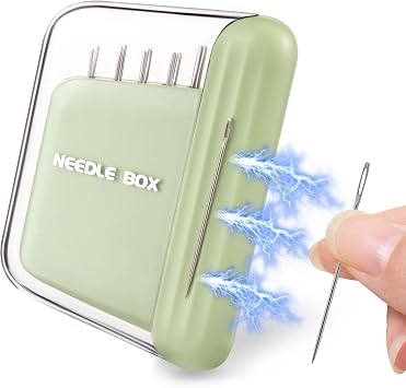 Portable Travel Magnetic Sewing Needles Case with 5 Sizes 10 PCS Sewing Sharp Needles Hand Quilting Needles,Embroidery Needles Magnetic Needle Holder for Hand Sewing Art Crafts RepairGreen