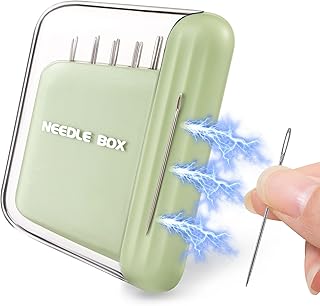 Portable Travel Magnetic Sewing Needles Case with 5 Sizes 10 PCS Sewing Sharp Needles Hand Quilting Needles,Embroidery Needles Magnetic Needle Holder for Hand Sewing Art Crafts Repair(Green)