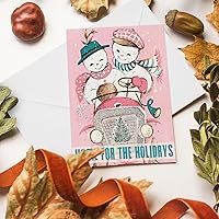 Vista 7 de AnyDesign 36Pcs Christmas Greeting Cards 12 Designs Vintage Pink Note Cards with White Envelopes and Adhesive Stickers Xmas Blank Gift Card for