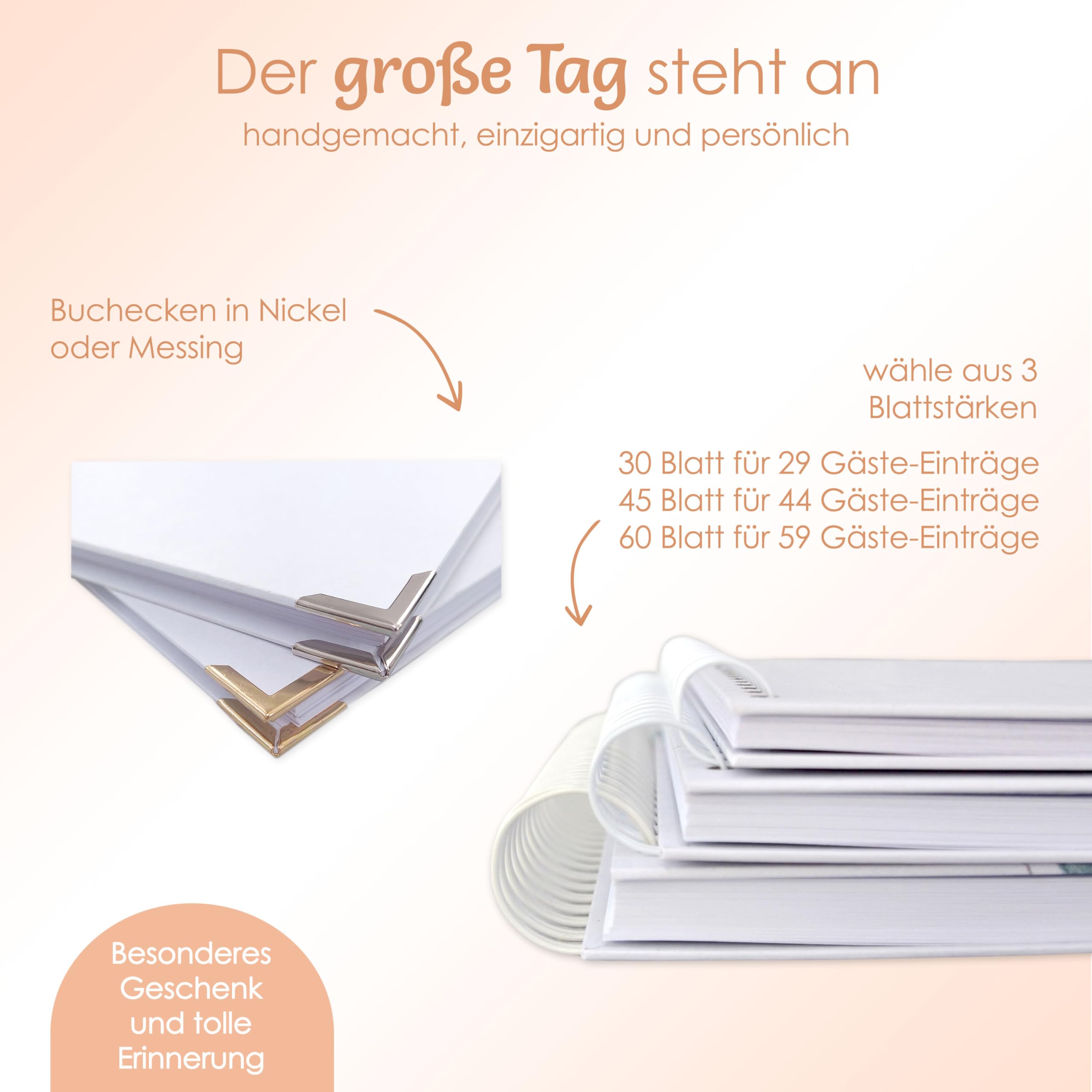 Gästebuch Hochzeit Eukalyptus mit Fragen, Hochzeitsgästebuch mit Namen des Brautpaares personalisiert, Ringbuch 25x25 cm zum Ausfüllen mit Spiralbindung, Feenstaub