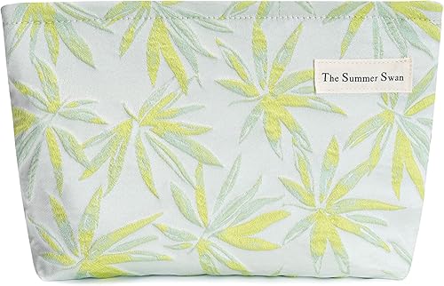 The Summer Swan Bolsa de maquillaje estética grande  Bolsa de maquillaje floral  Embrague de medio día  Bolsa de kit de período  Bolsa de higiene