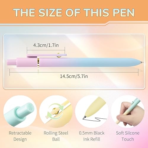 Miniatura 2 de 6 bolígrafos de gel de 0.020 in de secado rápido, bolígrafos de tinta negra, bolígrafos de escritura suave, bonitos suministros de oficina y