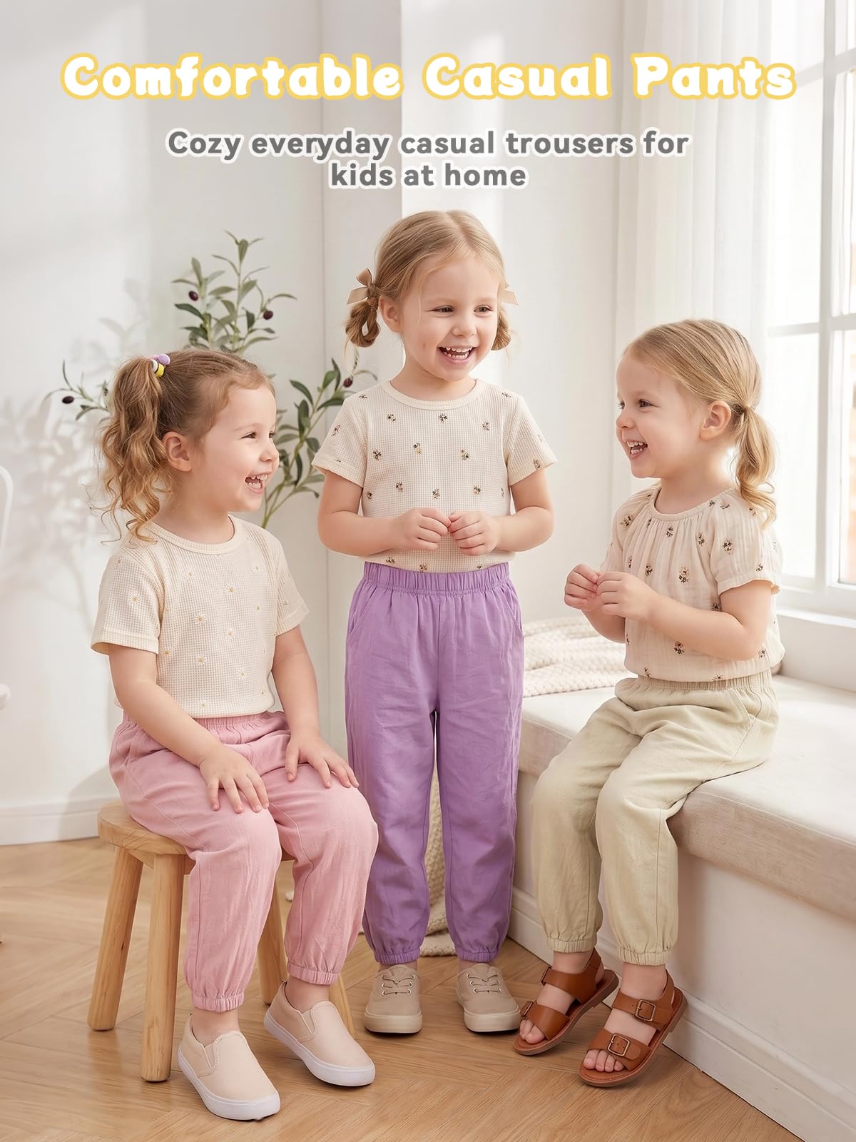 Miipat Baby Mädchen Hose 3 Stück Kleinkind Junge Casual Lange Hosen Kinder Sommer Weiche Elastische Taille Unisex Harem Hose
