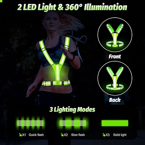 Miniatura 2 de LED Reflective Running Vest - Light Up With 3 Modes, Rechargeable Night Gear for Runners - Safety Belt for Women Men