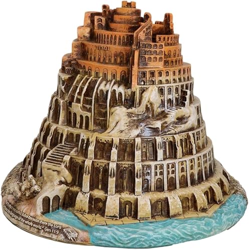 Miniatura 2 de Ebros Gift Antiguo Testamento Judeo Cristiano Fe Génesis 11 Torre abandonada de Babel Representación arqueológica con inscripción hebrea de Nimrod
