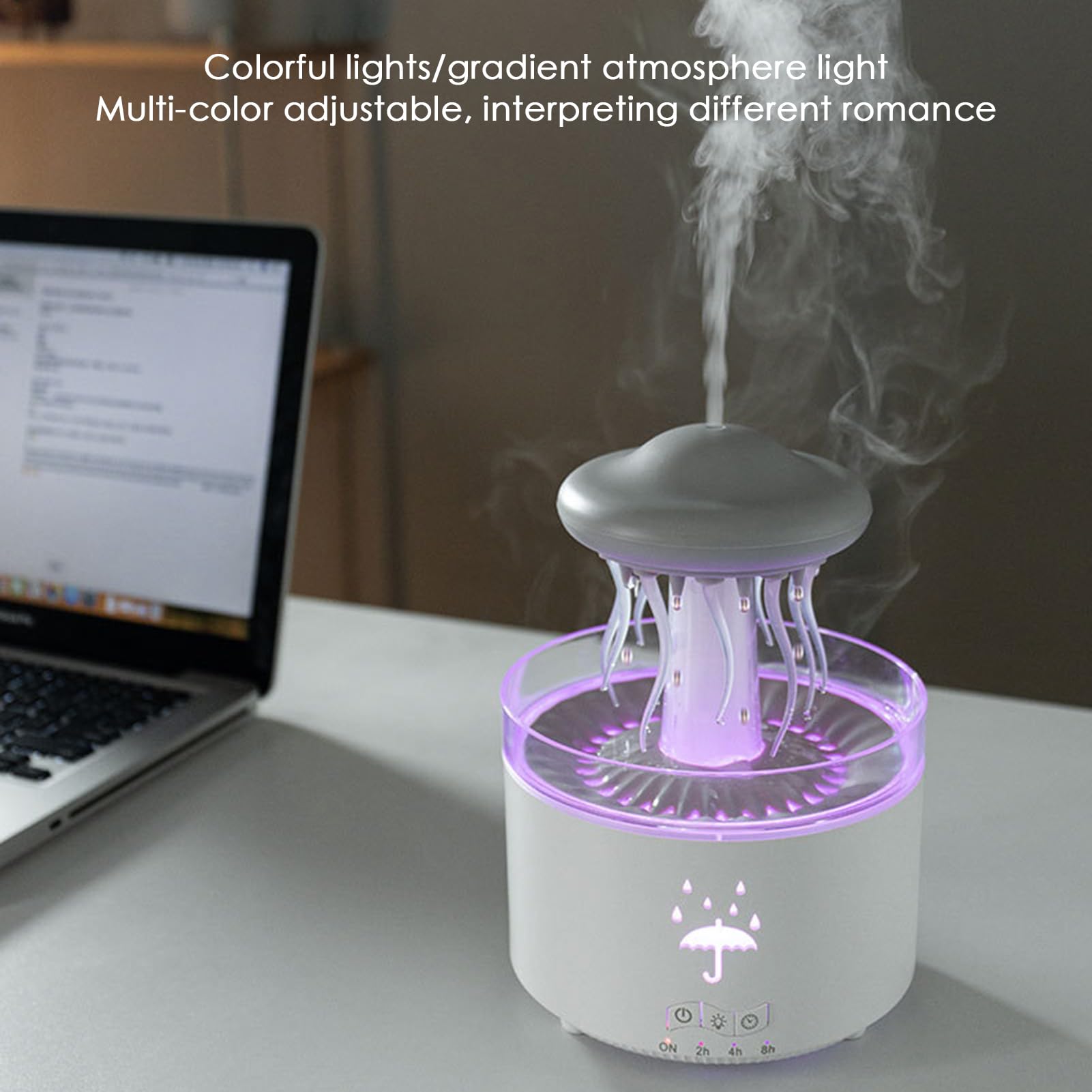 Diffuseur Humidificateur avec LED 7 Couleurs et Forme Méduse 300 ML pour