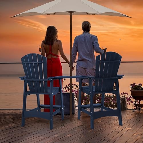 Miniatura 9 de FUNBERRY Silla alta Adirondack, sillas altas para balcón para todo tipo de clima, con soporte para tazas