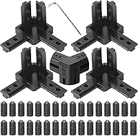 Vista 7 de 4 juegos de soportes de esquina de 4040 con 5 agujeros en forma de L, placas de unión para accesorios de extrusión de aluminio 4040 en negro (L)