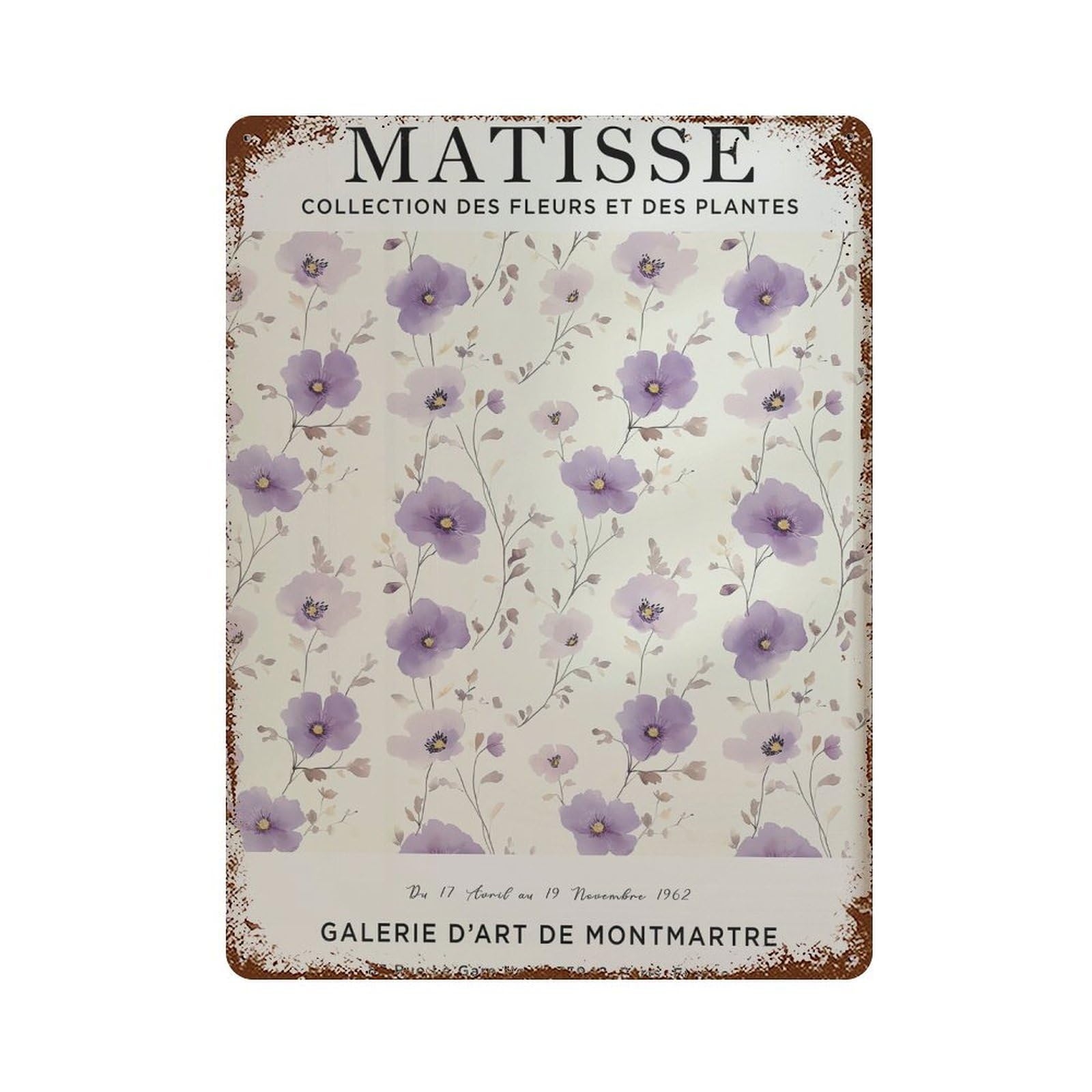 xiaoxiaoshen Henri Matisse Flower Purple Flower. Market Plant. Botanical Wall Decor Art Metal Tin Poster Modern Home Decor Art Home Bar Shop Decorations Vintage Sign 40x30cm