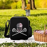 Vista 5 de Lacrosse - Lonchera aislada con bandera para casco, reutilizable, bolsa de comida impermeable con correas ajustables para mujeres y hombres