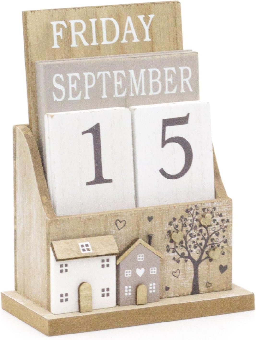 Shabby Chic Wooden Perpetual Calendar | Desk Calendar Flip Calendar | Desktop Calendar House Calendar