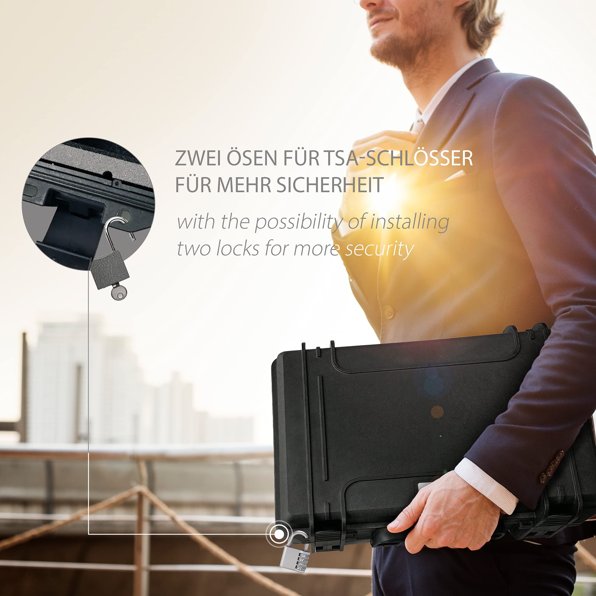 valigetta porta orologi - ospita fino a 4 orologi - si chiude a chiave, resiste all'acqua, ben protetta - perfetta per viaggiare - Made in Germany