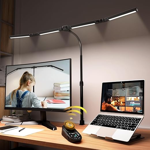Adjustable Four-Head LED Desk Lamp with Remote