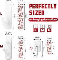 Vista 2 de 20 Hooks for Hanging Variety Pack,Adhesive Wall Hooks Heavy Duty with 20 Stirps,no Damage Large midium Small Sticky Utility Hooks for