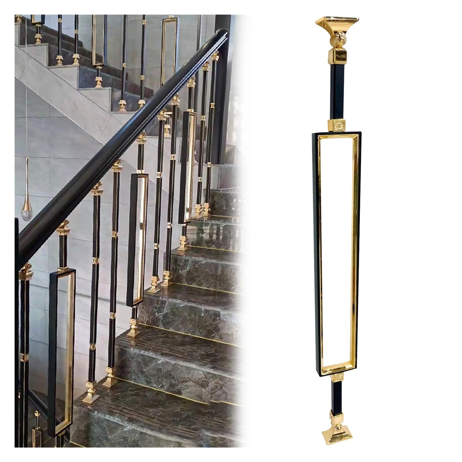 Poteaux de garde-corps d'escalier noirs en aluminium réglables pour poteau clôture sécurité