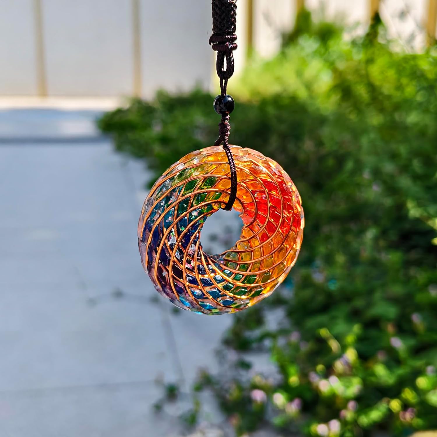 Opal Rodin Coil Pendant Necklace for Meditation, Sacred Geometry Jewelry, Energy Amplifier & Chakra Balancing, Adjustable Chain for Women & Men, 1.93x0.7 Inch Pendant